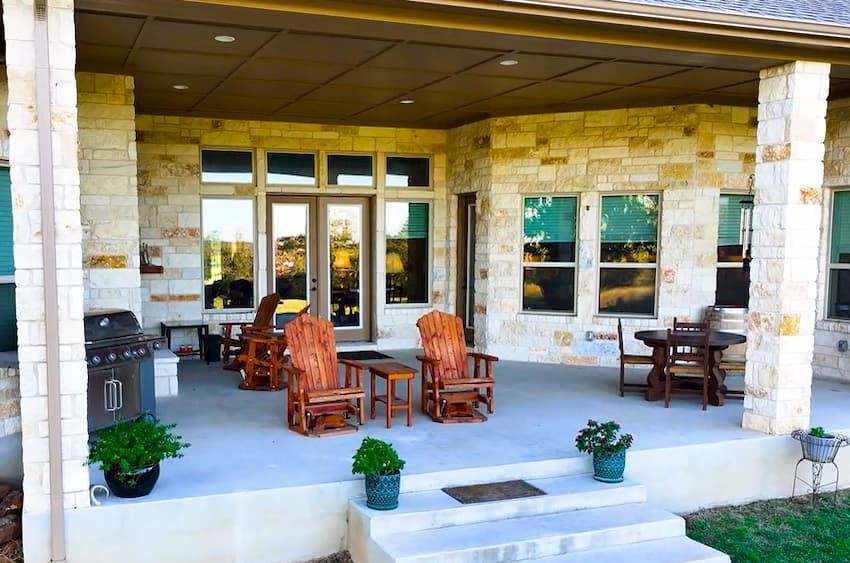Back patio of the stone house