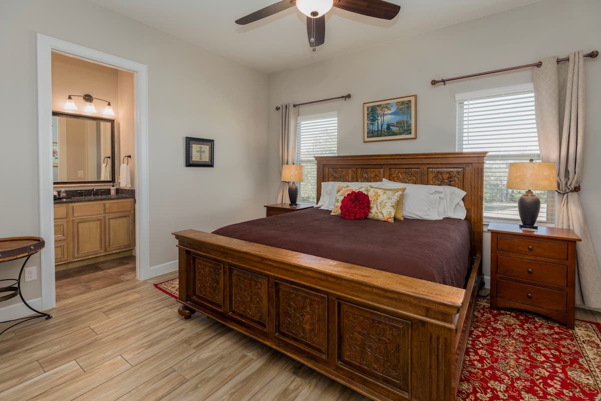 Rosewood room: hand-carved king rosewood bed